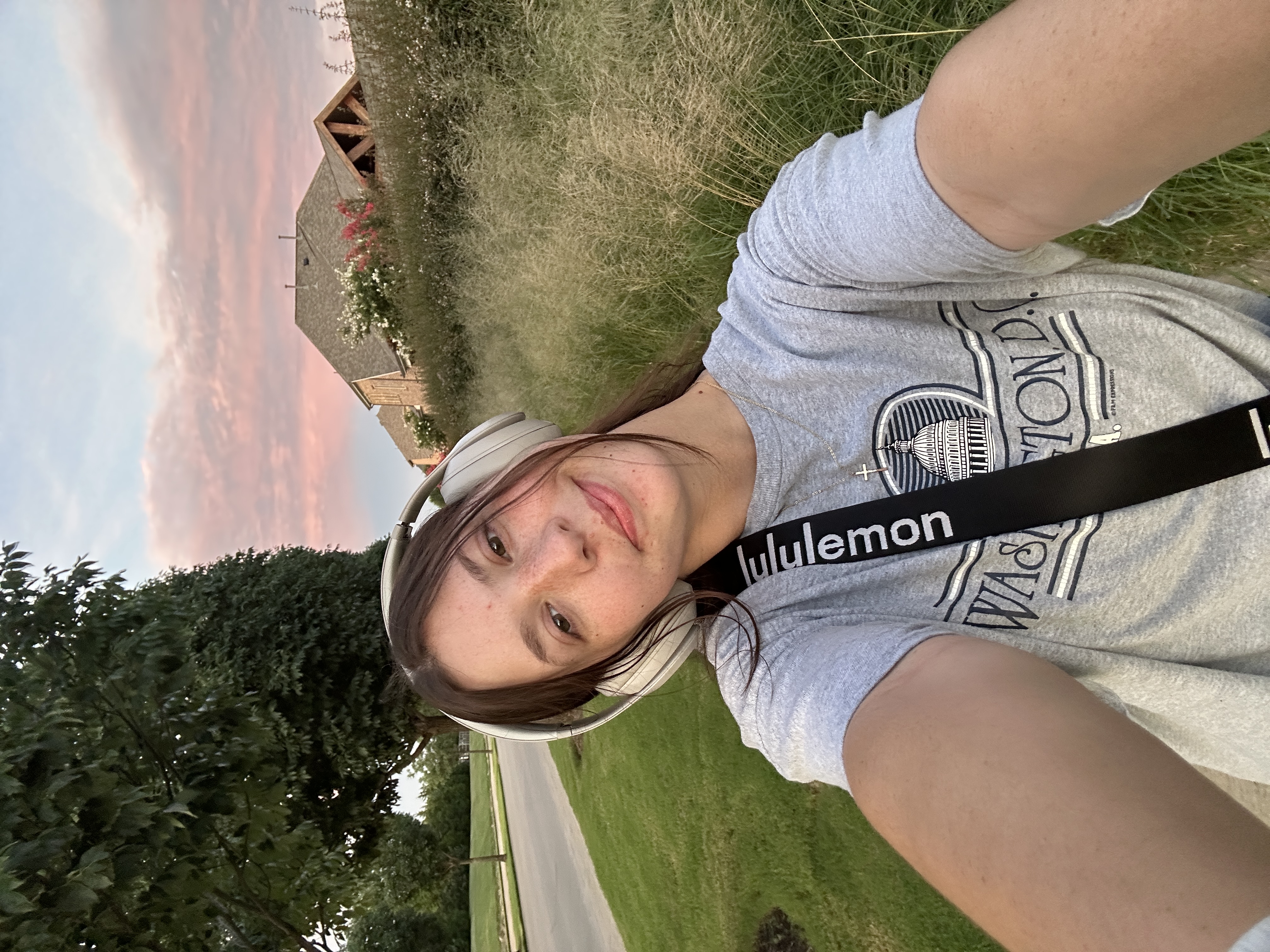 selfie of kennedy taking a walk at sunset